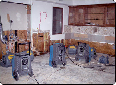 Drying out flooded home Huntington Beach